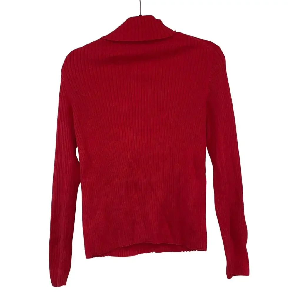 Liz‎ Claiborne Red Knit Ribbed Turtle Neck Sweater